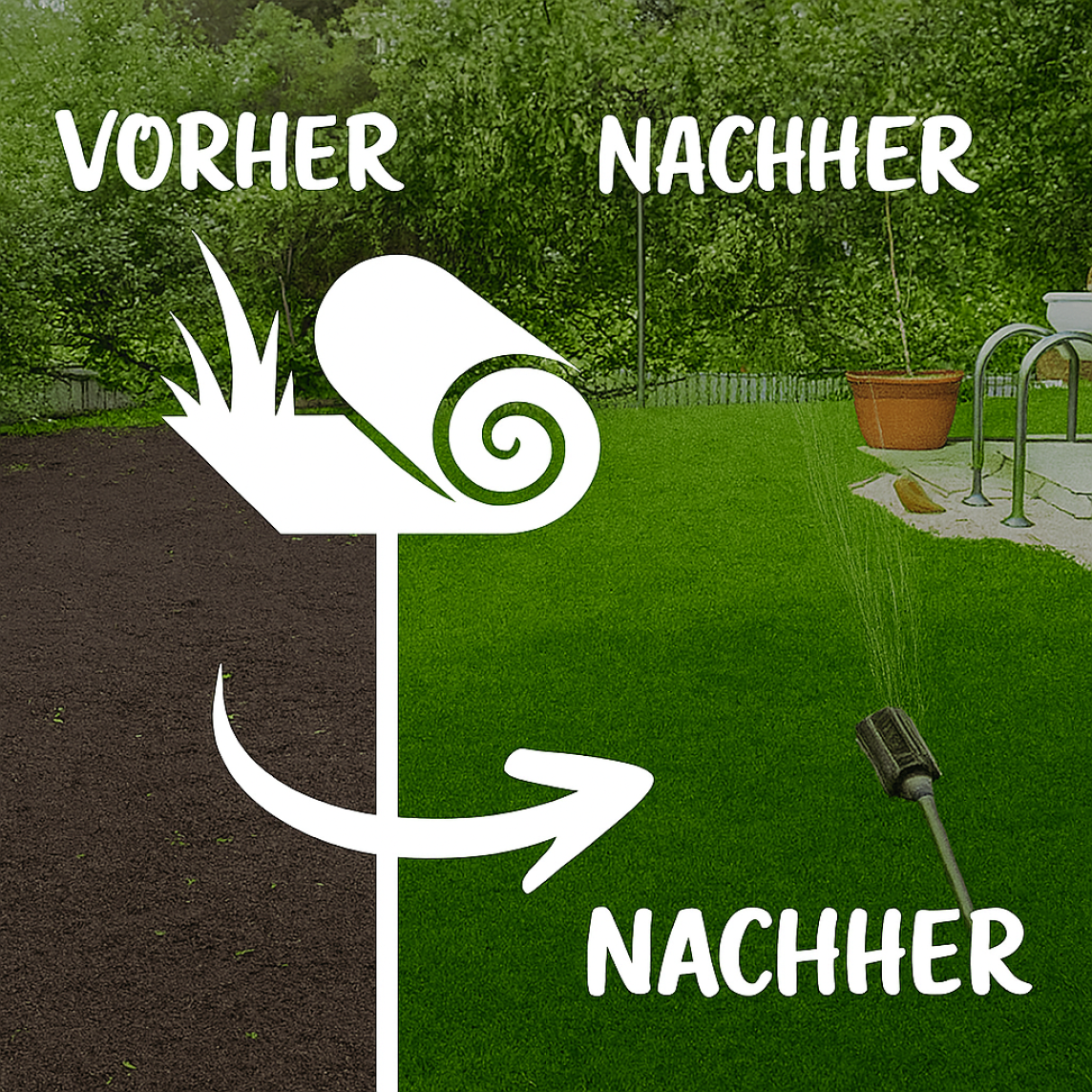Vorher Nachher Rollrasen