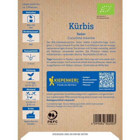 Bio-Saatgut Hokaido-Kürbis 