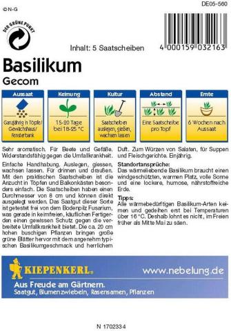 Basilikum Gecom Saatpads Balkon & Garten