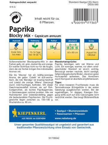 Paprika "Blocky Mix" Saatgut