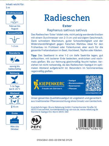 Radieschen 'Ester' (Saatband)